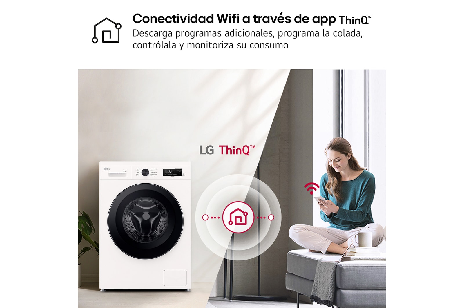 LG Lavasecadora Inverter | LG W4X1095NWK, Direct Drive, 6 Motion, 9/5kg, 1400rpm, Serie 140, Clasificación A (Lavado) / E (Secado), Blanca, W4X1095NWK