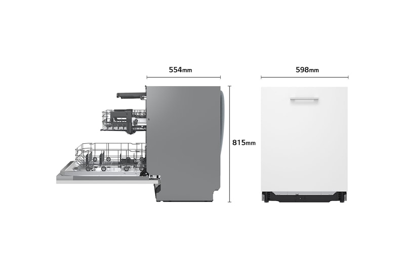 LG Lavavajillas Integrable, LG QuadWashᵀᴹ Steam, A, con lavado a vapor y tercera bandeja, DB375TXS