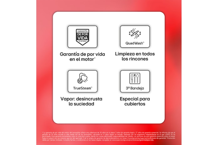 LG Lavavajillas Integrable, LG QuadWashᵀᴹ Steam, A, con lavado a vapor y tercera bandeja, DB375TXS
