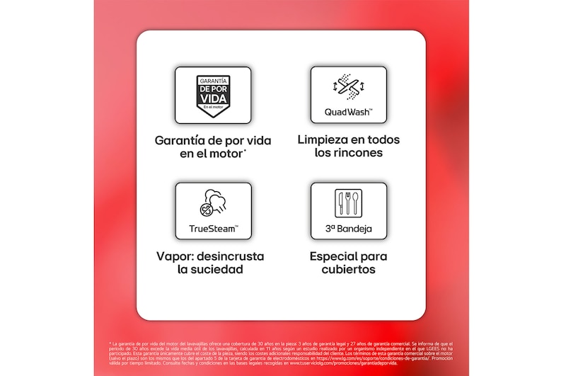 LG Lavavajillas Integrable, LG QuadWashᵀᴹ Steam, A, con lavado a vapor y tercera bandeja, DB375TXS