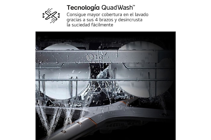 LG Lavavajillas Integrable, LG QuadWashᵀᴹ Steam, A, con lavado a vapor y tercera bandeja, DB375TXS