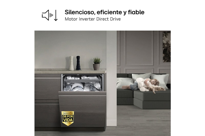 LG Lavavajillas Integrable, LG QuadWashᵀᴹ Steam, A, con lavado a vapor y tercera bandeja, DB375TXS