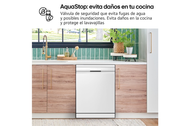 LG Lavavajillas LG QuadWashᵀᴹ Steam, Blanco, Un 10% más eficiente que A, con lavado a vapor y tercera bandeja, DF587HHS