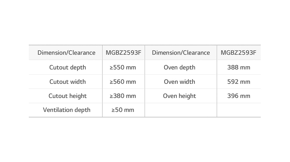 Dimension/Clearance, MGBZ2593F, Dimension/Clearance, MGBZ2593F