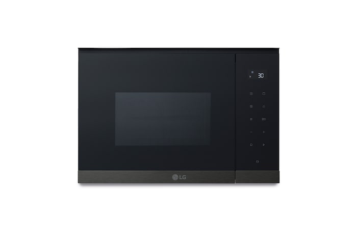 Vista frontal de Microondas con Grill | LG MG7Z2593B, 900W, integración total, 25 L, negro+acero negro