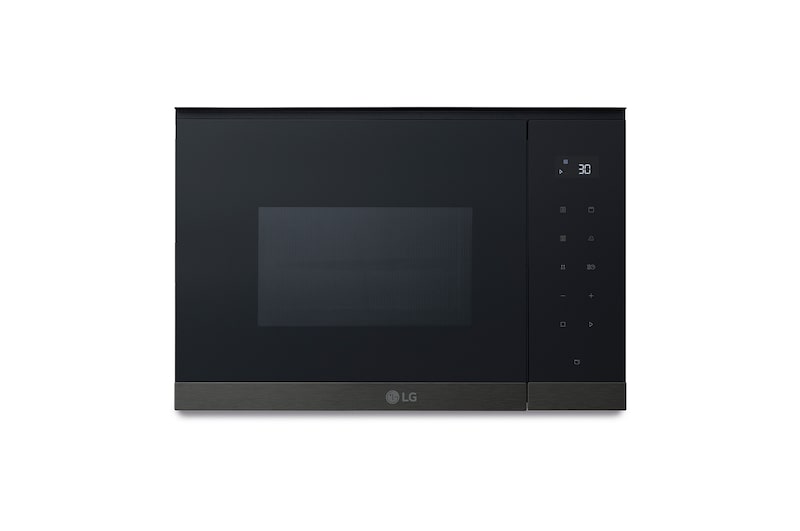 Vista frontal de Microondas con Grill | LG MG7Z2593B, 900W, integración total, 25 L, negro+acero negro MG7Z2593B