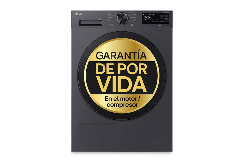 Vista frontal de Outlet Secadora con Inteligencia artificial 9kg, B, con Bomba de calor Dual Inverter, Acero grafito mate antihuellas , Serie 500 RHX5009TBB.OBSEXC