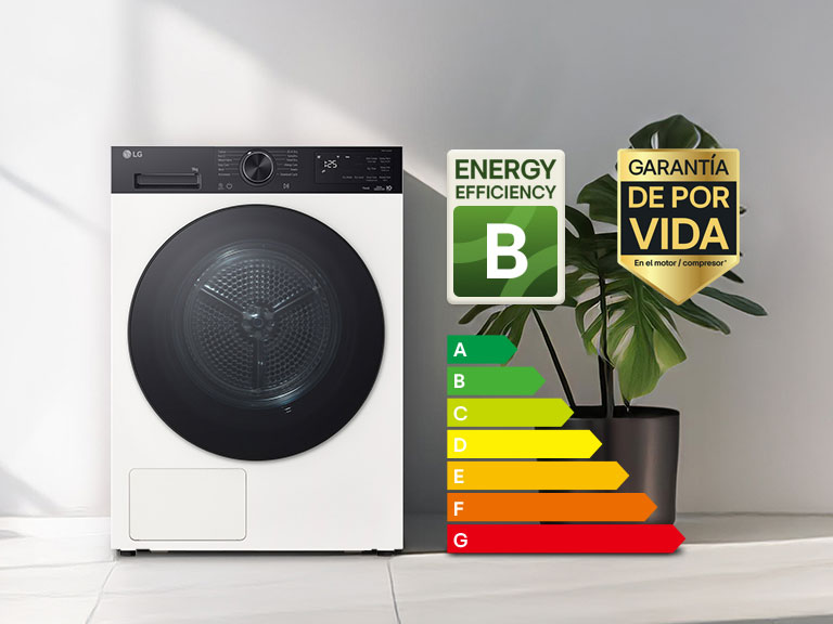 Lavadora de alta eficiencia energética con clasificación B que ahorra energía y reduce los costos de servicios.