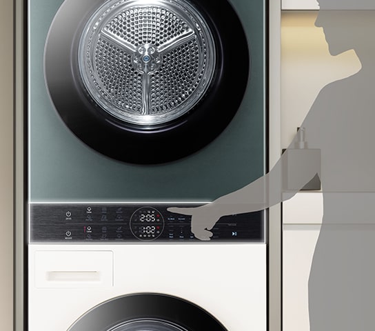 Torre de lavado en una habitación con el display señalado