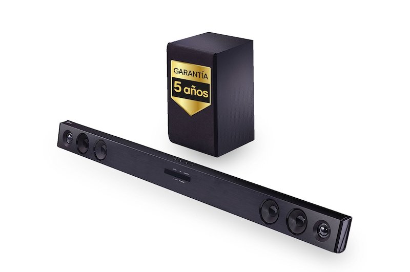LG Barra de sonido Inteligente LG SQC2 con 300W de potencia y 2.1 canales. Sonido envolvente Dolby Digital con bajos potentes. Conectividad Bluetooth, USB y entrada óptica y App Android / iOS. Completa tu televisor con una barra de sonido con ajuste perfecto para TV de 43", SQC2