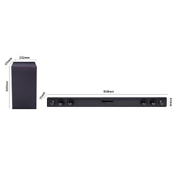 LG Barra de sonido Inteligente LG SQC2 con 300W de potencia y 2.1 canales. Sonido envolvente Dolby Digital con bajos potentes. Conectividad Bluetooth, USB y entrada óptica y App Android / iOS. Completa tu televisor con una barra de sonido con ajuste perfecto para TV de 43", SQC2