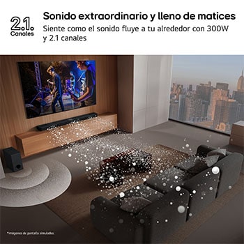 LG Barra de sonido para TV - LG S40T, Bluetooth, 300W, 2.1 Canales con subwoofer, Dolby Digital, DTS Digital Surround , Negro, S40T