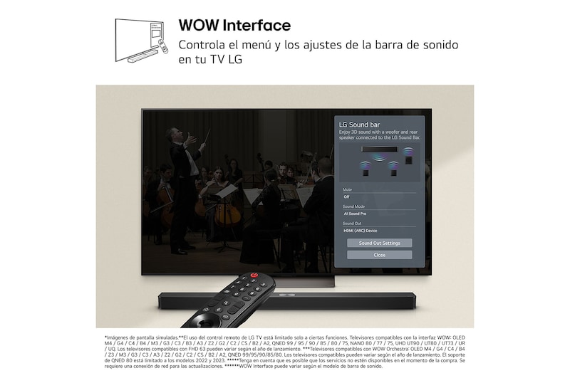 LG Barra de Sonido - LG S60TR, Bluetooth, 440W, 5.1 Canales con subwoofer, altavoces traseros para cine en casa, Dolby Digital, DTS Digital Surround , Negro, S60TR