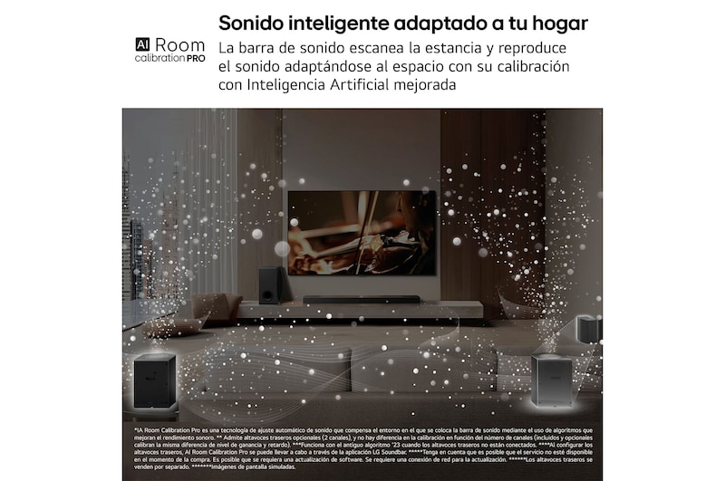 LG Barra de Sonido - LG S95TR, Bluetooth, 810W, 9.1.5 Canales con subwoofer, altavoces traseros para cine en casa, Dolby Atmos, DTS:X, IA Ready, Negro, S95TR