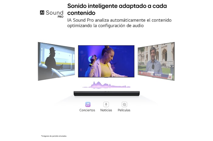 LG Barra de sonido para TV - LG SG10TY, Bluetooth, 420W, 3.1 Canales con Subwoofer, Dolby Atmos, DTS-X, IA Ready, Negro, SG10TY
