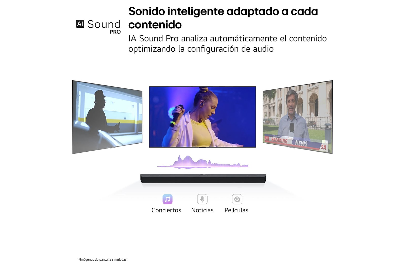LG Barra de sonido para TV - LG SG10TY, Bluetooth, 420W, 3.1 Canales con Subwoofer, Dolby Atmos, DTS-X, IA Ready, Negro, SG10TY