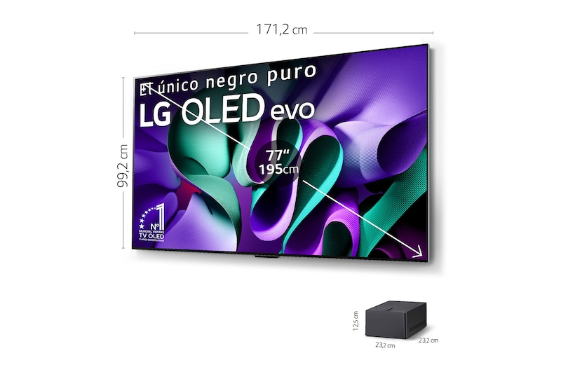 Slightly-angled right-facing side view of LG OLED evo TV, OLED M4 on the wall