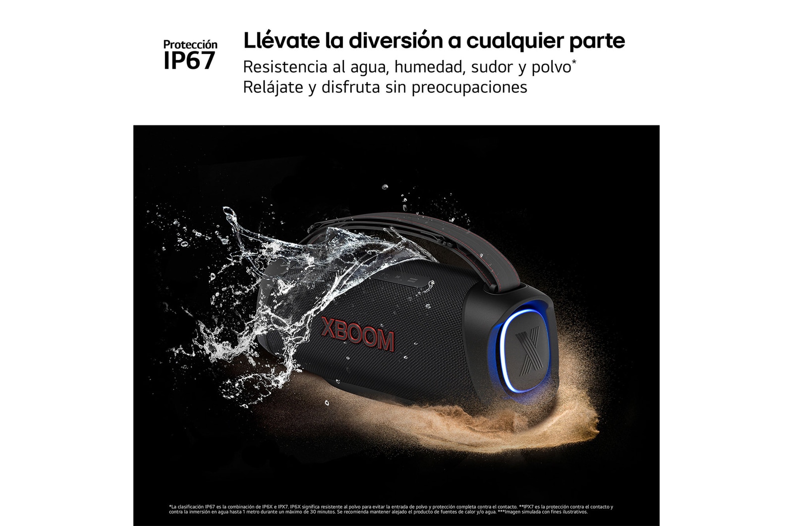 LG xboom XG8T - Altavoz inalámbrico, bluetooth, 60W, hasta 15h batería, resistencia militar, IP67, Negro, XG8T