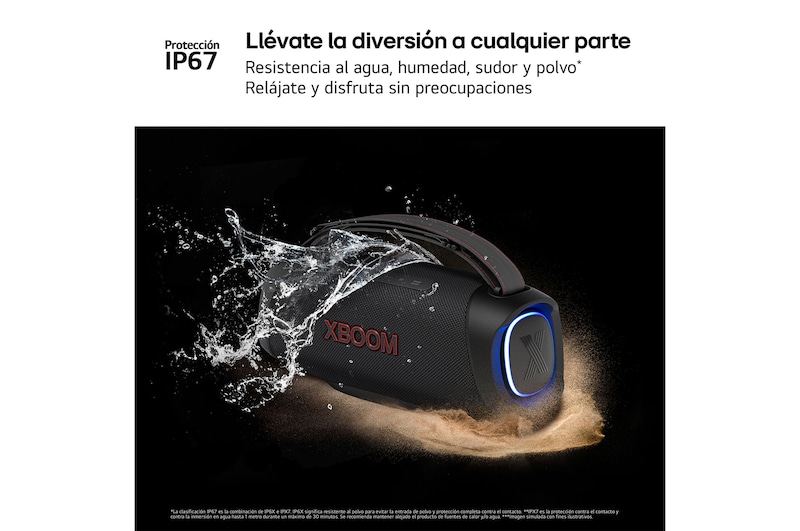 LG xboom XG8T - Altavoz inalámbrico, bluetooth, 60W, hasta 15h batería, resistencia militar, IP67, Negro, XG8T