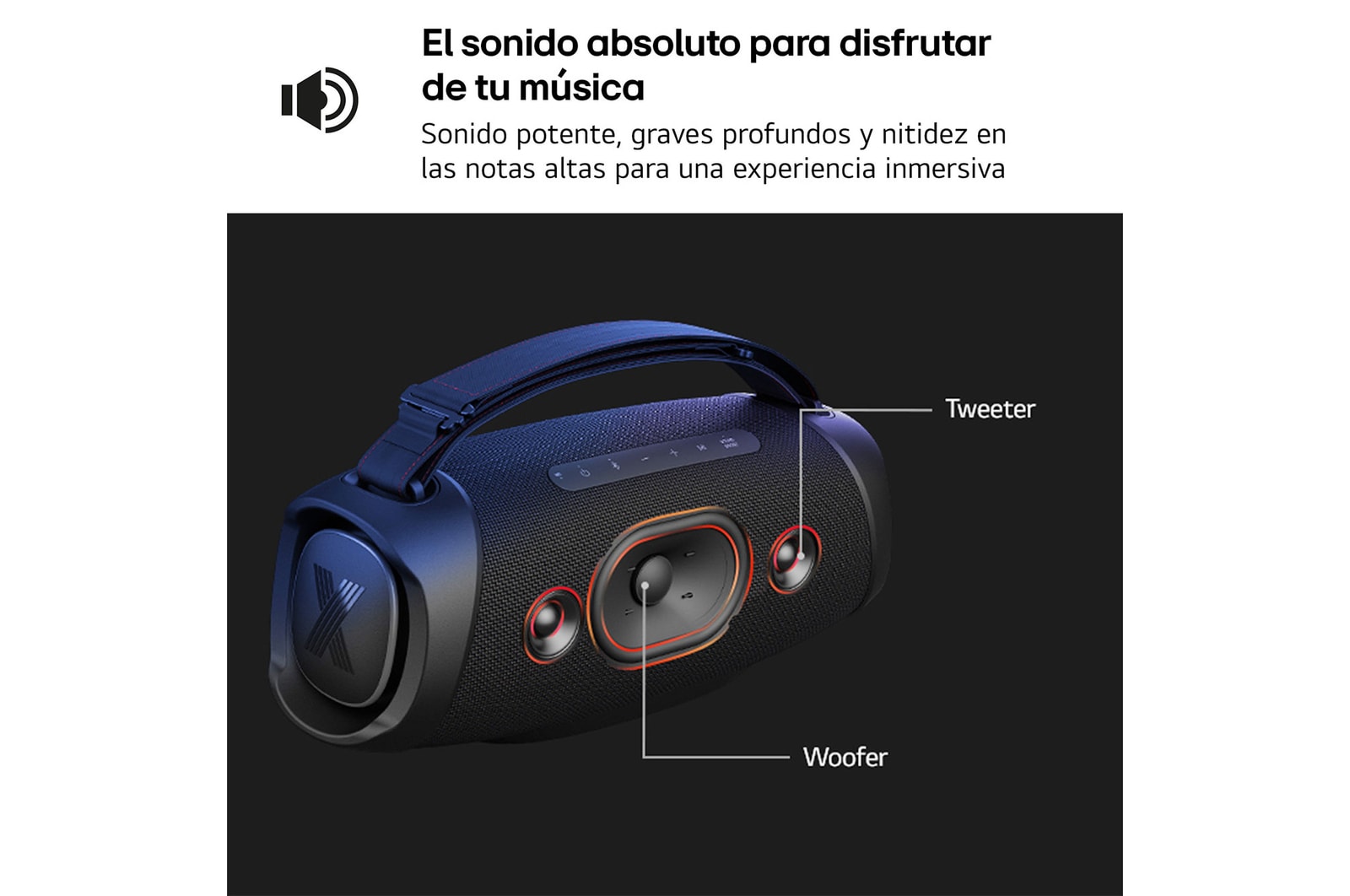 LG xboom XG8T - Altavoz inalámbrico, bluetooth, 60W, hasta 15h batería, resistencia militar, IP67, Negro, XG8T