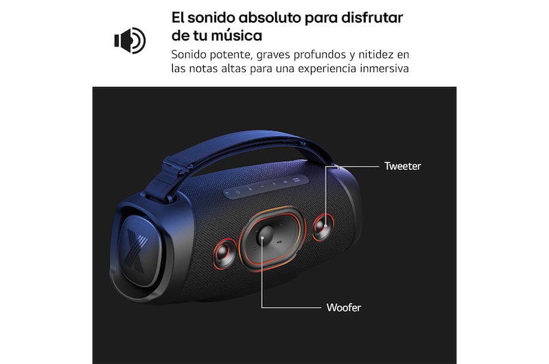 LG xboom XG8T - Altavoz inalámbrico, bluetooth, 60W, hasta 15h batería, resistencia militar, IP67, Negro, XG8T
