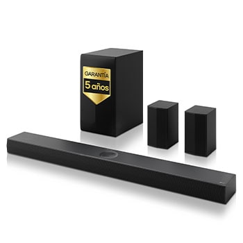 LG Barra de Sonido - LG S70TR, Bluetooth, 500W, 5.1.1 Canales con Subwoofer, altavoces traseros para cine en casa, Dolby Atmos, DTS:X, Negro, S70TR.DESB