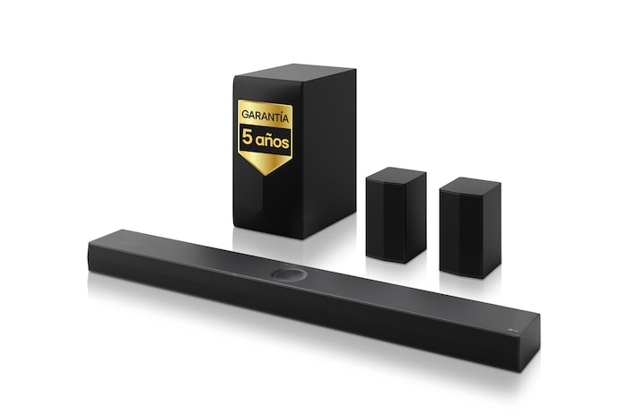 LG Barra de Sonido - LG S70TR, Bluetooth, 500W, 5.1.1 Canales con Subwoofer, altavoces traseros para cine en casa, Dolby Atmos, DTS:X, Negro, S70TR