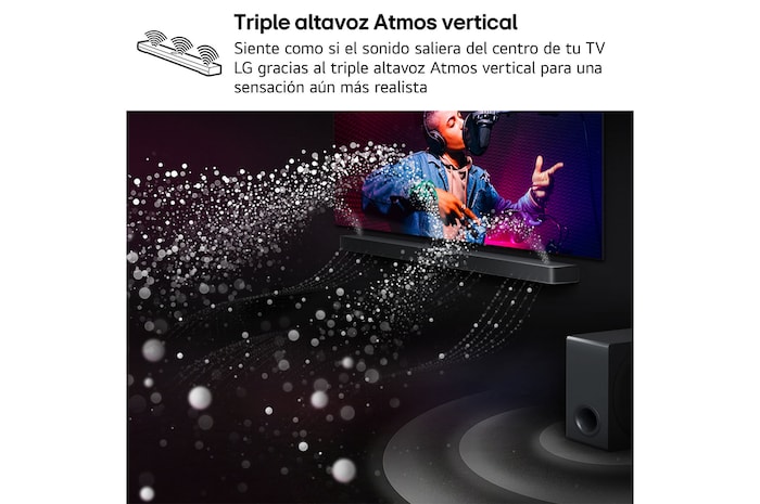 LG Barra de Sonido - LG S70TR, Bluetooth, 500W, 5.1.1 Canales con Subwoofer, altavoces traseros para cine en casa, Dolby Atmos, DTS:X, Negro, S70TR