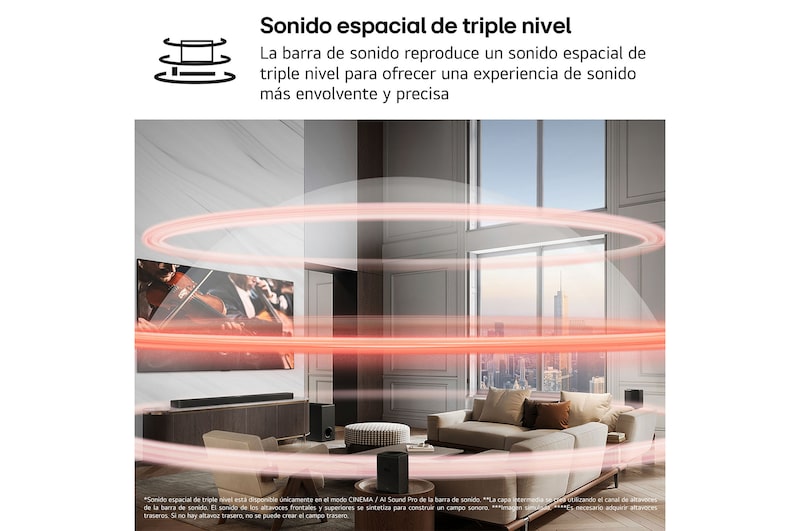 LG Barra de Sonido - LG S70TR, Bluetooth, 500W, 5.1.1 Canales con Subwoofer, altavoces traseros para cine en casa, Dolby Atmos, DTS:X, Negro, S70TR.DESB