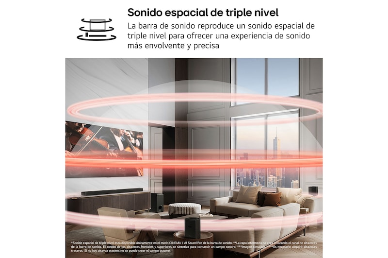LG Barra de sonido para TV - LG S70TY, Bluetooth, 400W, 3.1.1 Canales con subwoofer, Dolby Atmos, DTS:X, Negro, S70TY.DESB