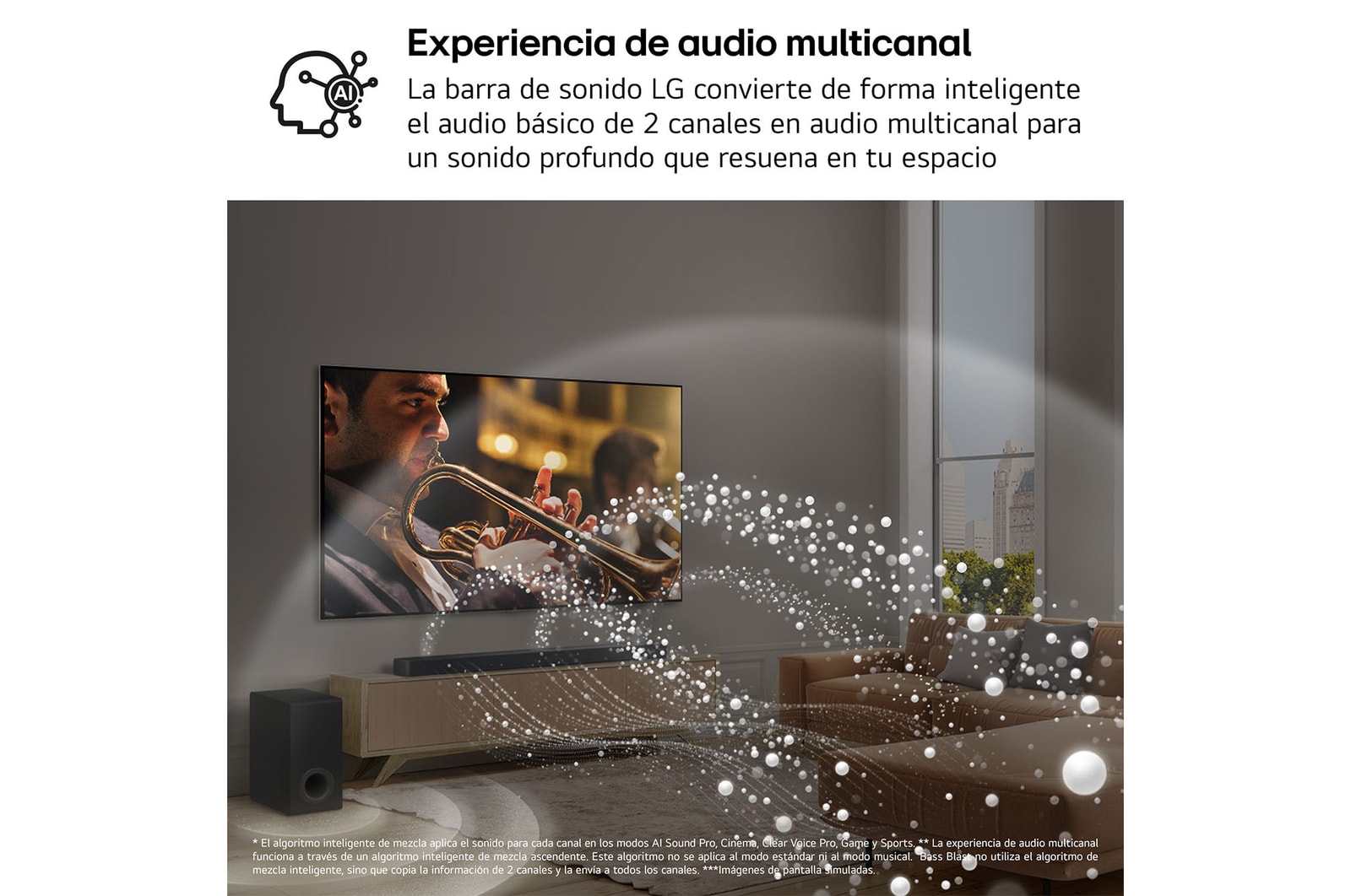 LG Barra de sonido para TV - LG S70TY, Bluetooth, 400W, 3.1.1 Canales con subwoofer, Dolby Atmos, DTS:X, Negro, S70TY.DESB