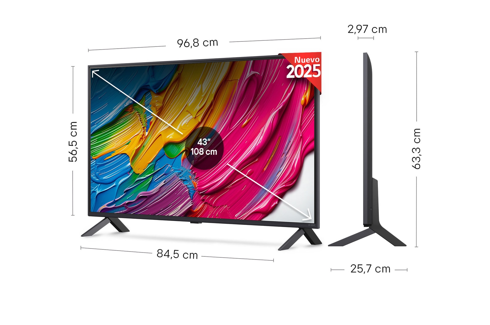 Rear view of LG QNED80 TV