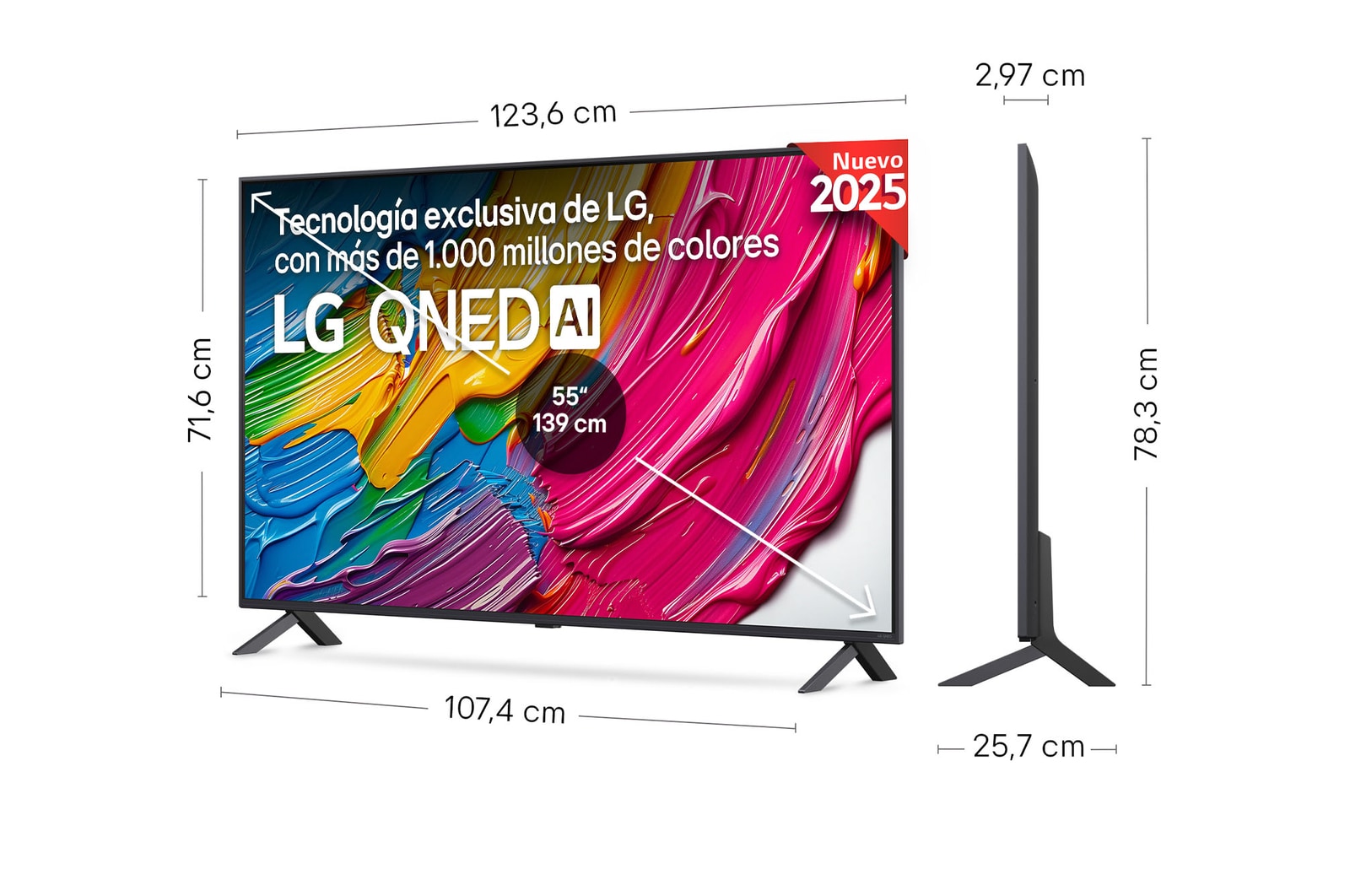 Rear view of LG QNED80 TV