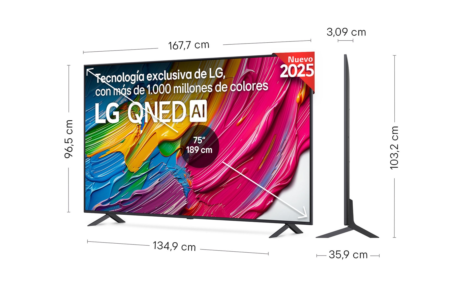 Rear view of LG QNED80 TV