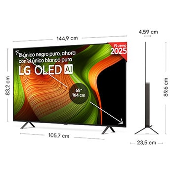 Vista en ligero ángulo del televisor LG OLED evo AI C5E 4K Smart TV.