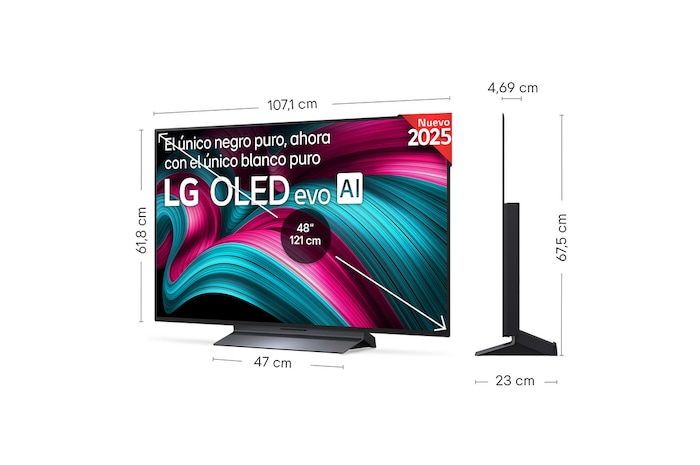Slightly angled view of LG OLED evo AI C5E 4K Smart TV.