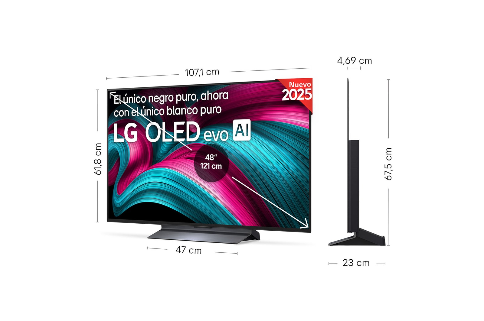 Slightly angled view of LG OLED evo AI C5E 4K Smart TV.