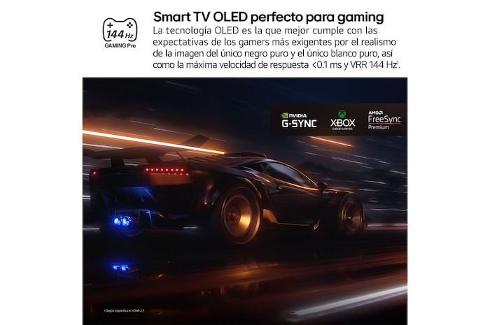 LG AI Magic Remote in the foreground. The AI button icon is highlighted. In the background is the LG webOS UI. The mouse cursor implies that the remote is in use. Text explains how the remote's functions and controls make navigating webOS easy.