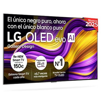 Vista frontal del Smart TV LG OLED evo AI G5 65 pulgadas 4K 2025 OLED65G54LW