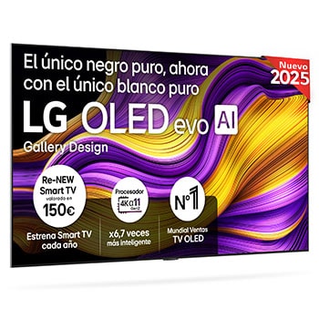 Vista frontal del Smart TV LG OLED evo AI G5 77 pulgadas 4K 2025 OLED77G54LW
