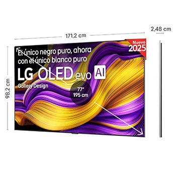 Vista lateral inclinada hacia la izquierda del televisor LG OLED evo AI G5 4K Smart TV.