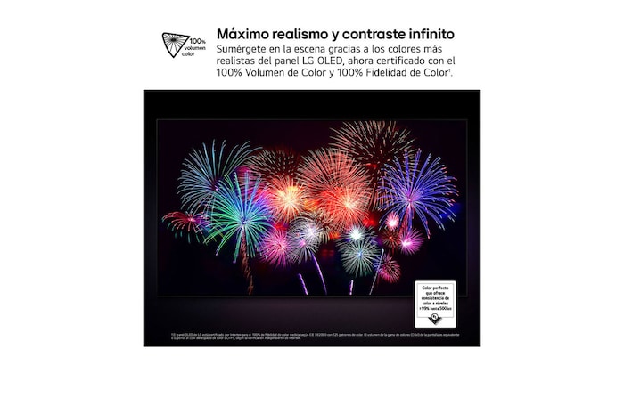 Vista frontal y lateral del televisor LG OLED evo AI G5 4K Smart TV en las que se muestran sus dimensiones (largo, ancho, alto y profundo).