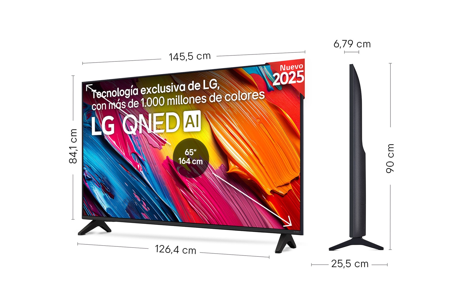 Rear view of LG QNED70 TV