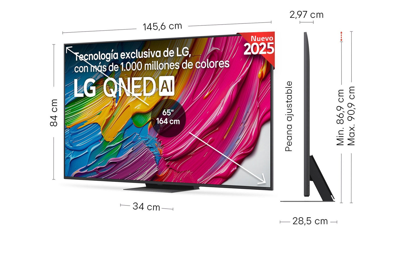 Vista trasera de un televisor LG QNED81