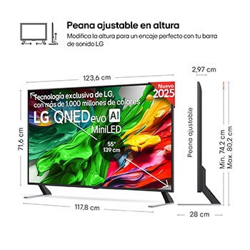 Vista trasera de un televisor LG QNED evo
