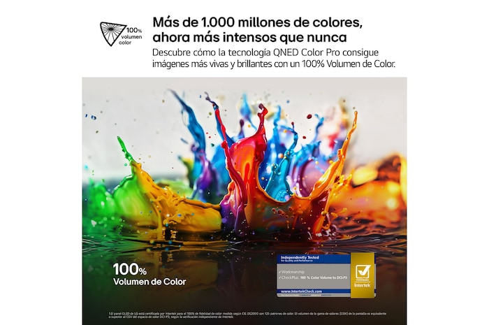 Vista frontal y lateral del televisor LG QNED evo AI 4K Smart TV en las que se muestran sus dimensiones (largo, ancho, alto y profundo).