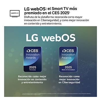 La imagen de un paisaje con una cueva desde la que se ve un cielo azul claro está dividida por la mitad. Una de las mitades está descolorida y la otra tiene un contraste muy marcado. En la parte inferior izquierda hay una pequeña imagen de cómo se colocan las luces LED convencionales y a la derecha hay una pequeña imagen de cómo se colocan de forma más compleja las luces de LG. El título hace referencia a cómo la tecnología Precision Dimming proporciona una imagen más nítida.