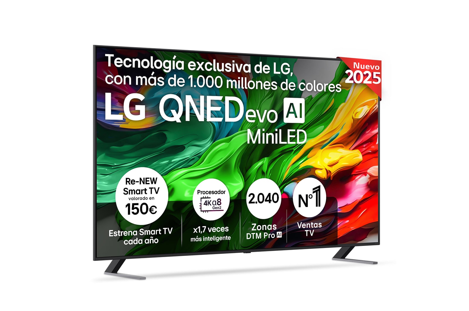 Vista frontal de Smart TV LG QNED evo AI QNED85 65 pulgadas MiniLED 4K 2025 65QNED85A6C