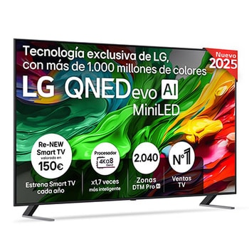 Vista frontal del Smart TV LG QNED evo AI QNED85 75 pulgadas MiniLED 4K 2025