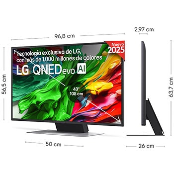 Vista trasera de un televisor LG QNED evo